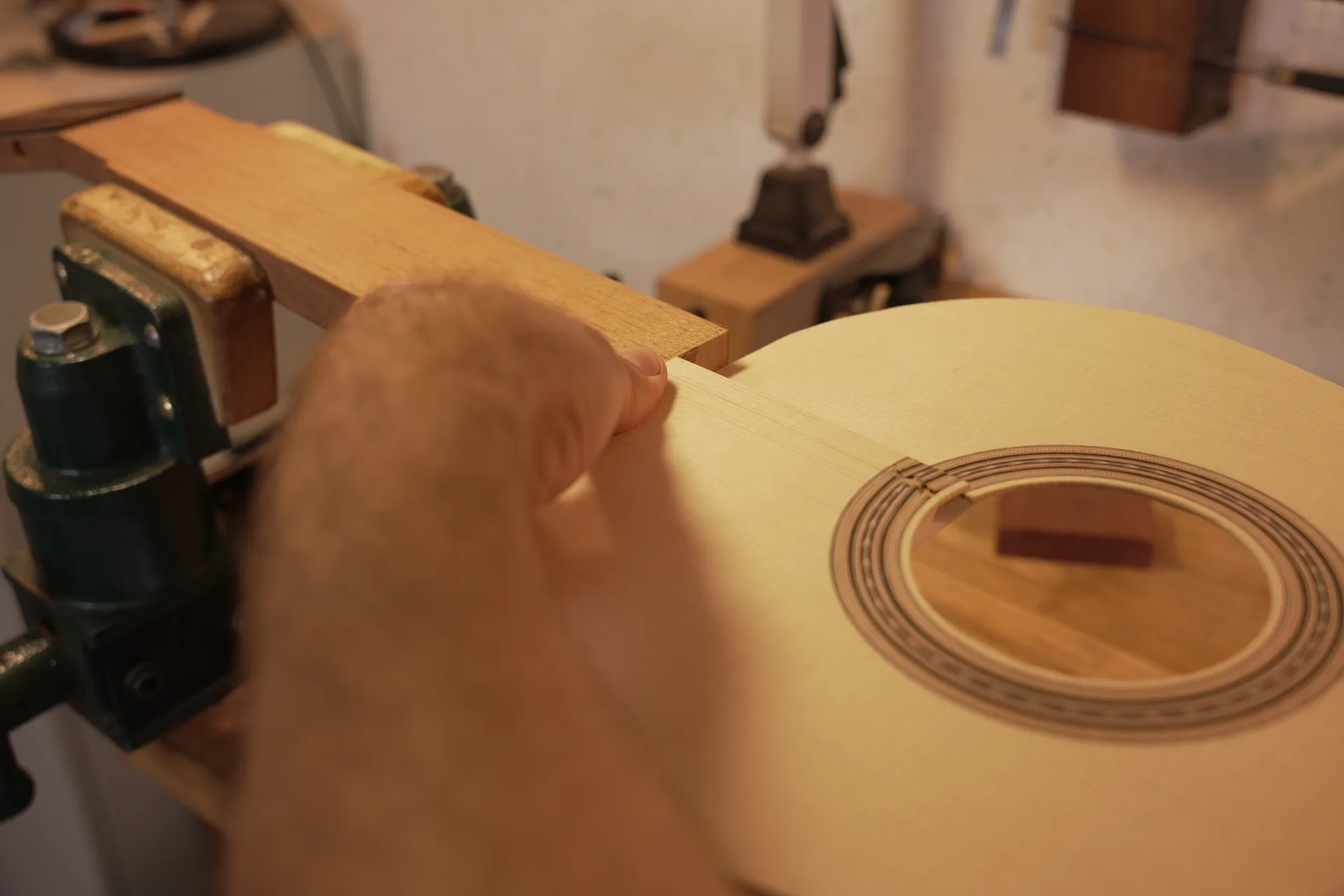 Detail of fretboard distance from soundhole