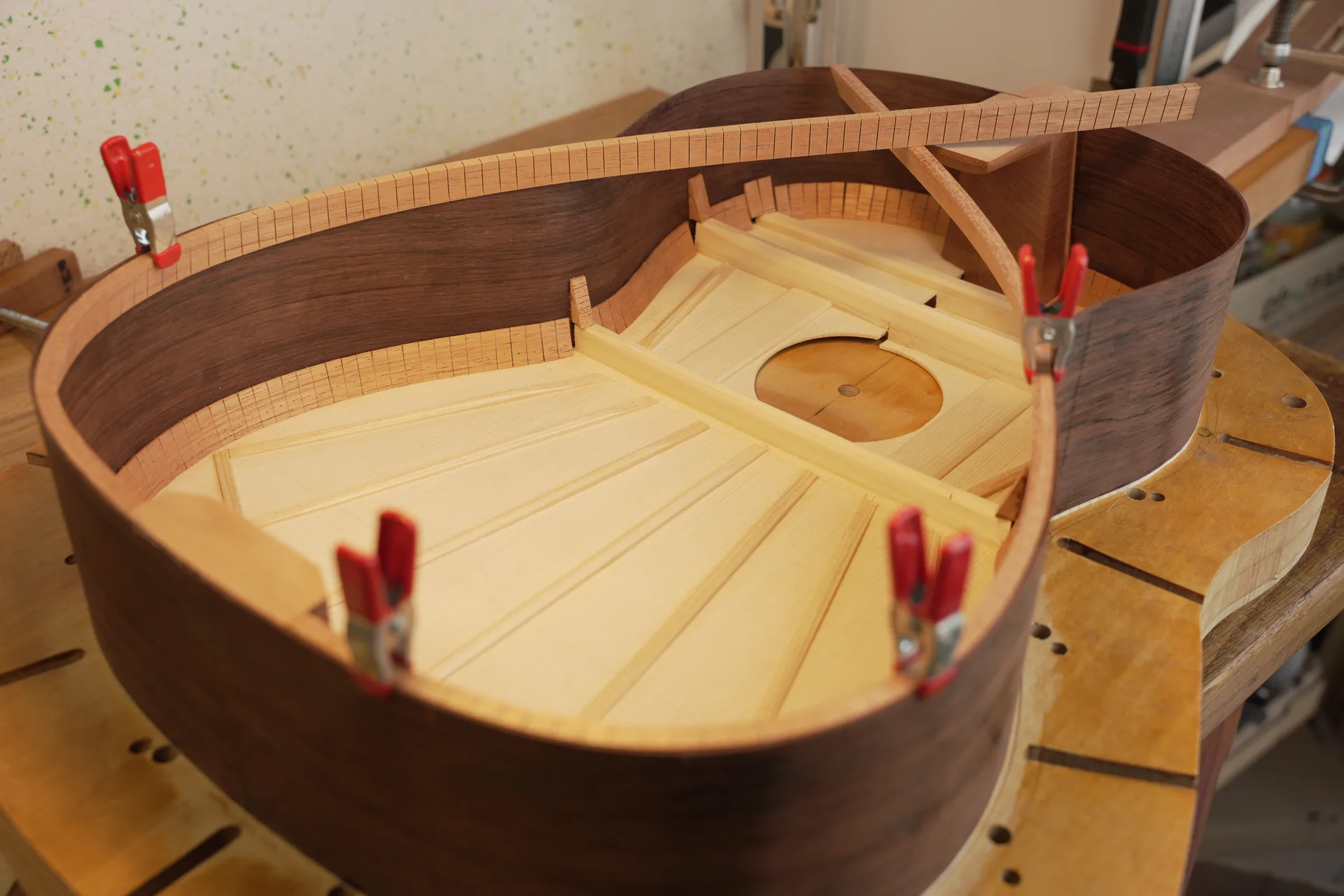 Linings glued in place after shaping the sides with a plane