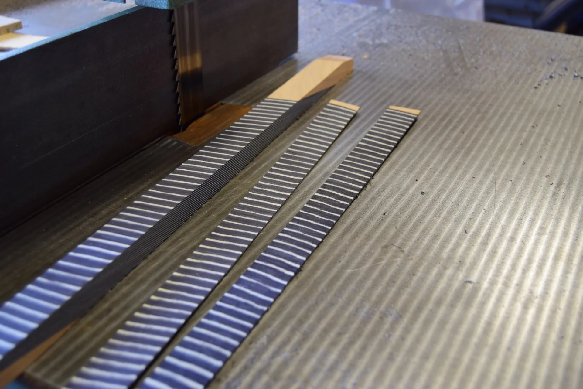 Cutting strips just over 1mm thick on the band saw