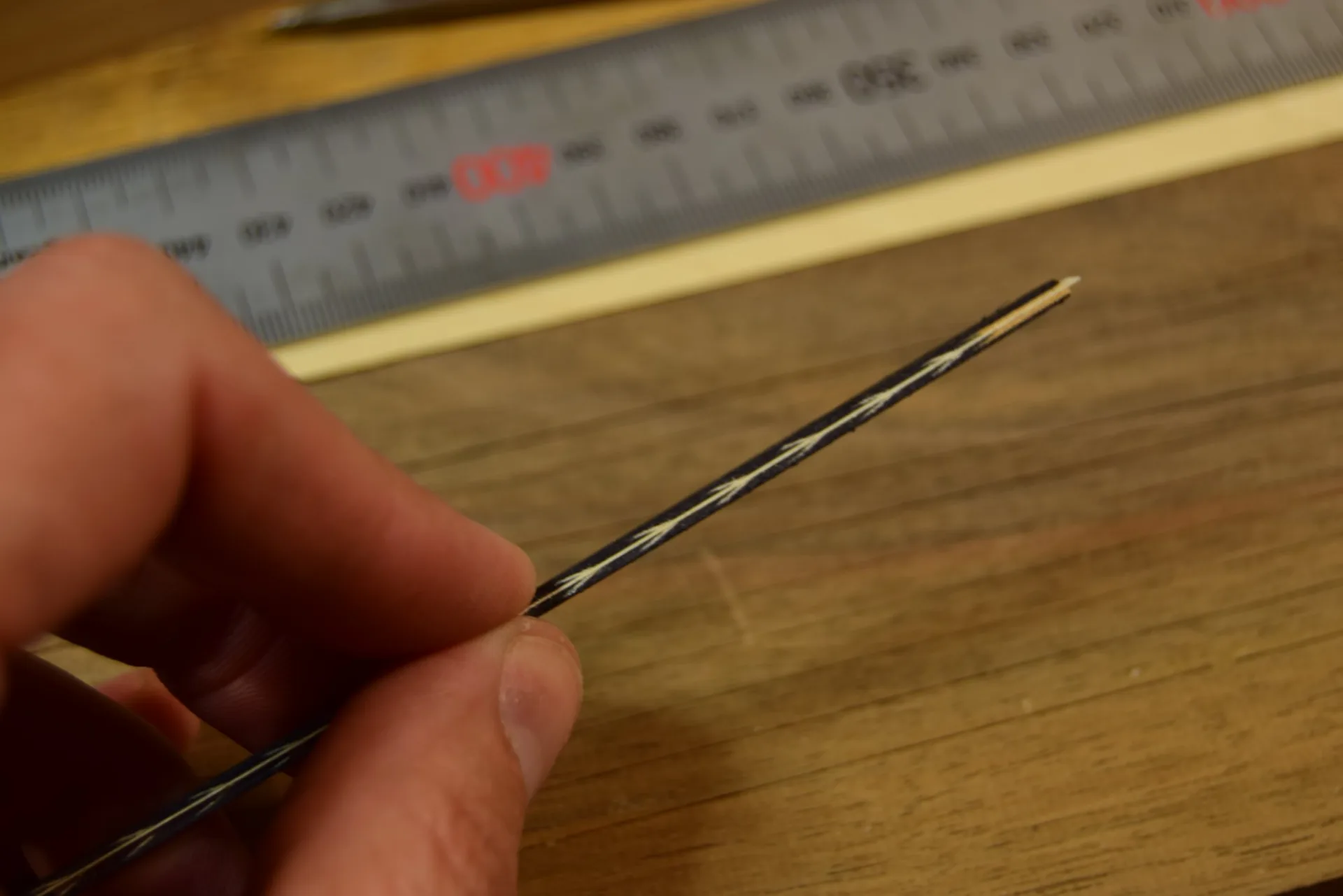 The assembled herringbone pattern — the finished motif before inlay